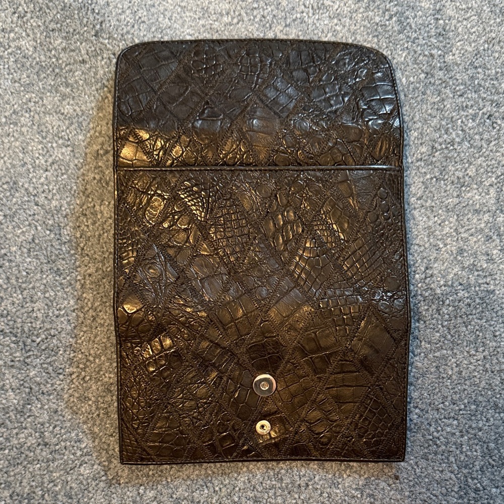 Croton Dark Embossed Leather Clutch - Picture 4 of 6